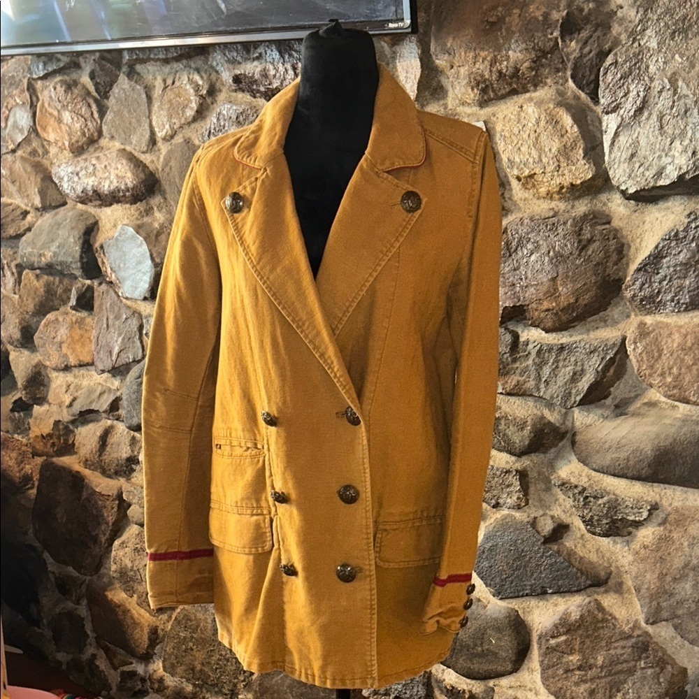 Free People Women's Mustard Double-Breasted Jacket